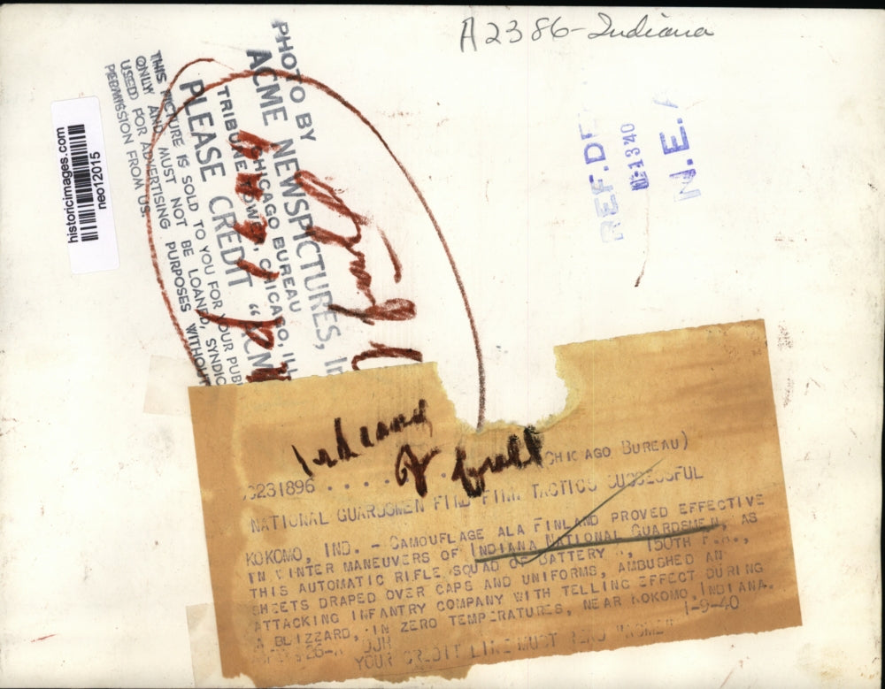 1940 Press Photo Indiana National Guard Winter Maneuvers Using Finland Tactics