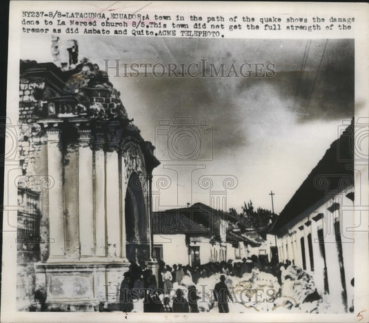 1949 Press Photo Earthquake Damage at Le Merced Church, Latacunga, Ecuador
