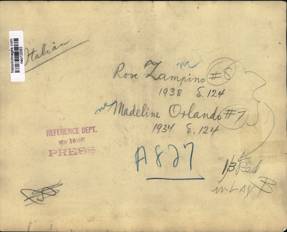 1927 Press Photo Rose Lampino & Madeline Orlando Italian - neo12083