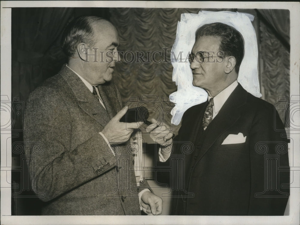 1938 Press Photo Ferdinand Pecora Receives Gavel from John DeVaney Retiring