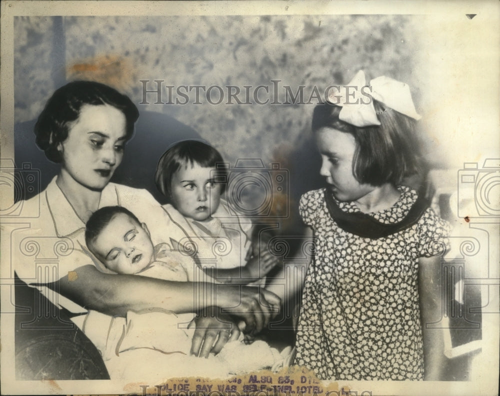 1936 Press Photo Gladys Hooverman Wife of Murdered Pittsburgh Man w/ Children