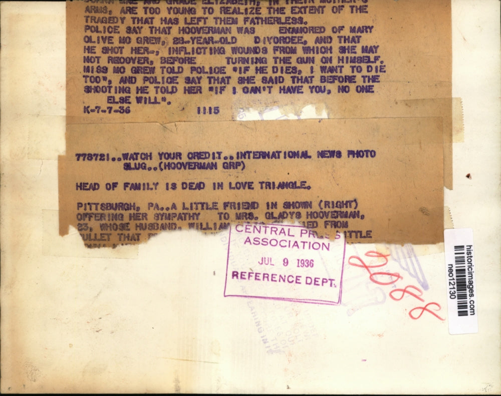 1936 Press Photo Gladys Hooverman Wife of Murdered Pittsburgh Man w/ Children