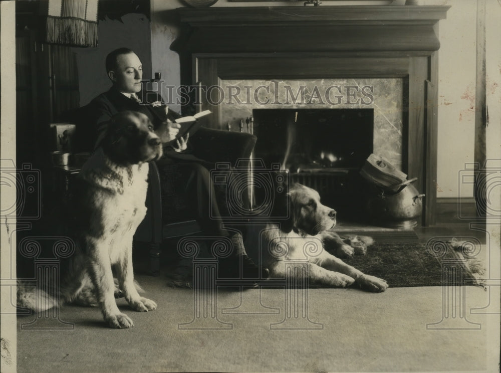 1927 Press Photo Dan Casey of KPO w/ Dogs - neo12245- Historic Images