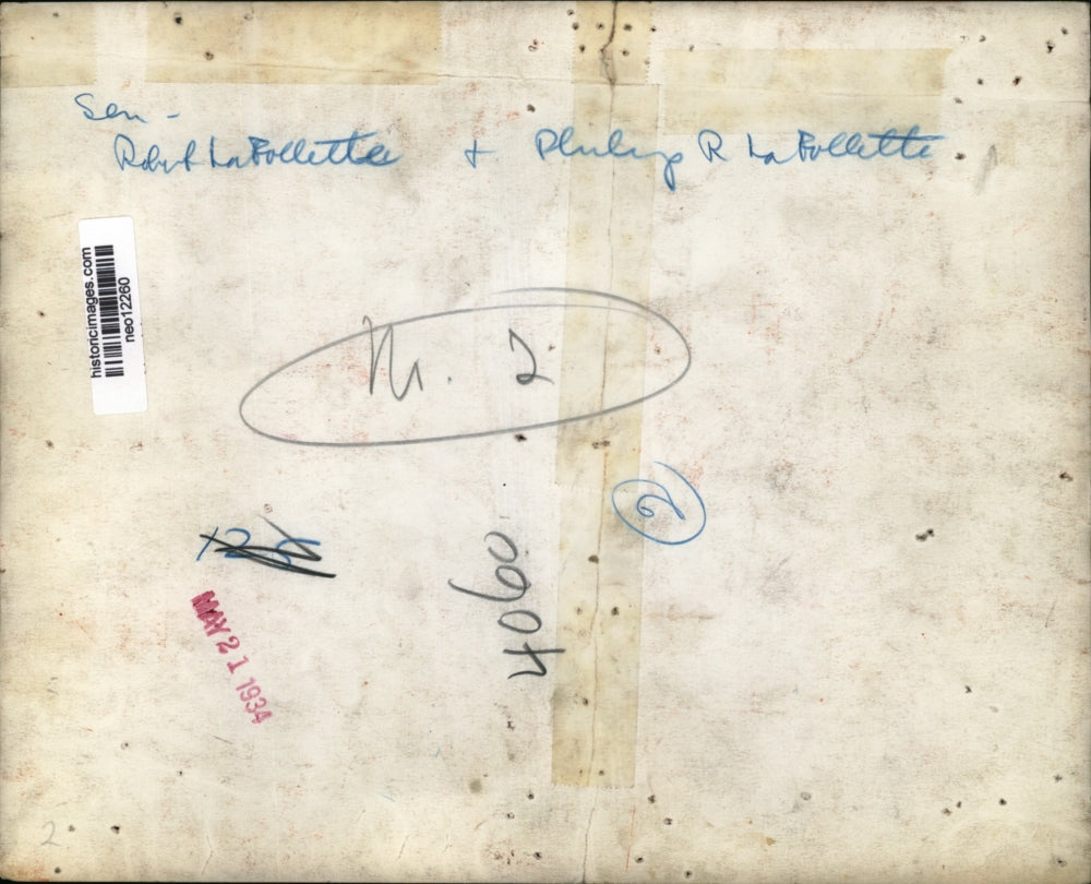 1934 Press Photo Senator Robert LaFollette of Wisconsin & Phillip R LaFollette