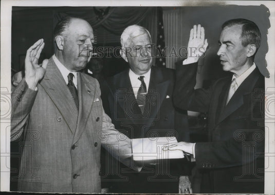 1955 Press Photo Donald Quarles sworn in as Air Force Secretary by WM Brucker