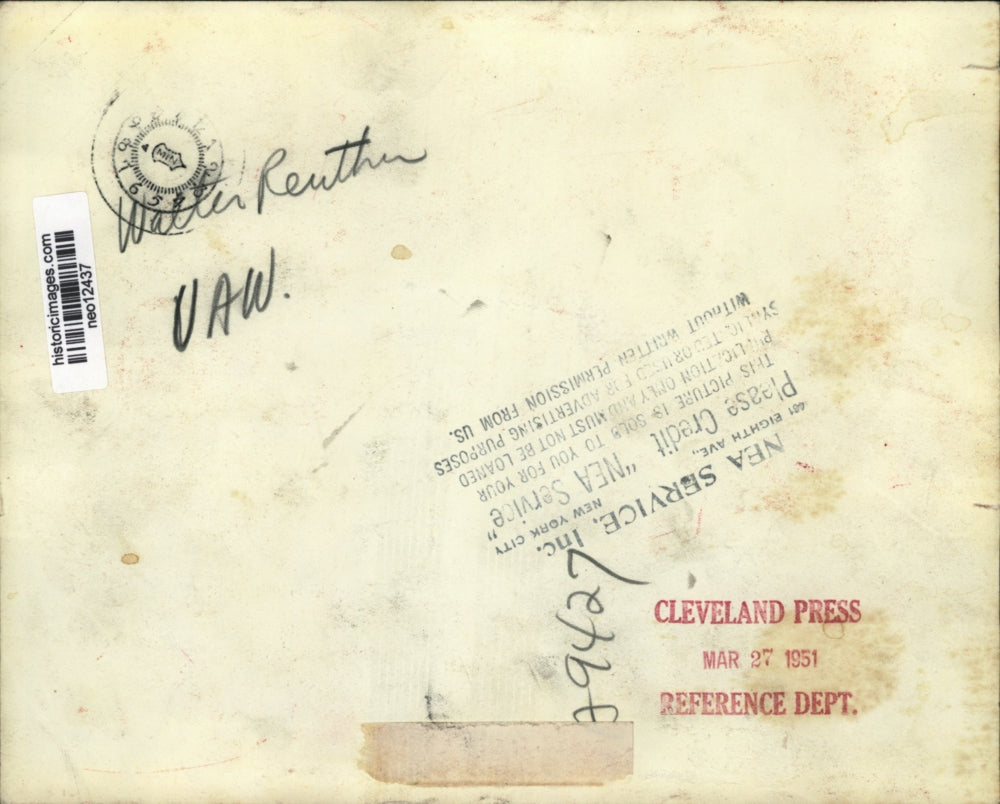 1951 Press Photo Walter Reuther UAW - neo12437