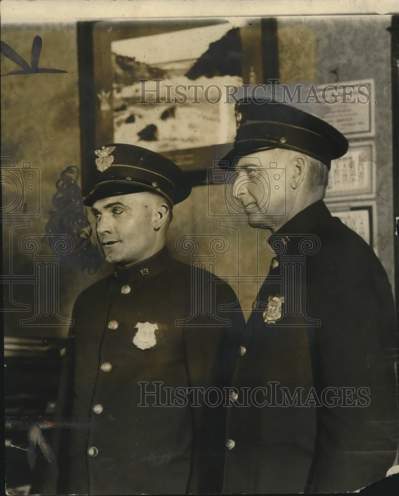 Press Photo Policemen Clarence May & Matthew Harlan at their stationhouse