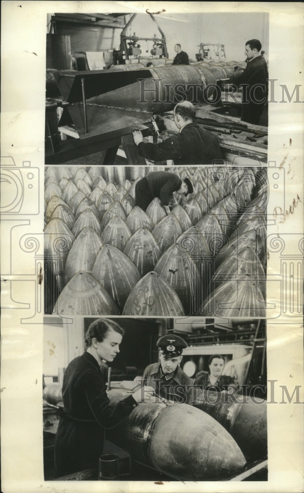 1941 Press Photo Aerial bombs at a plant somewhere in Germany - neo12946