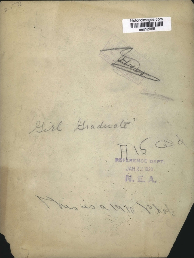 1920 Press Photo female graduate in graduation gown circa 1910 - neo12966