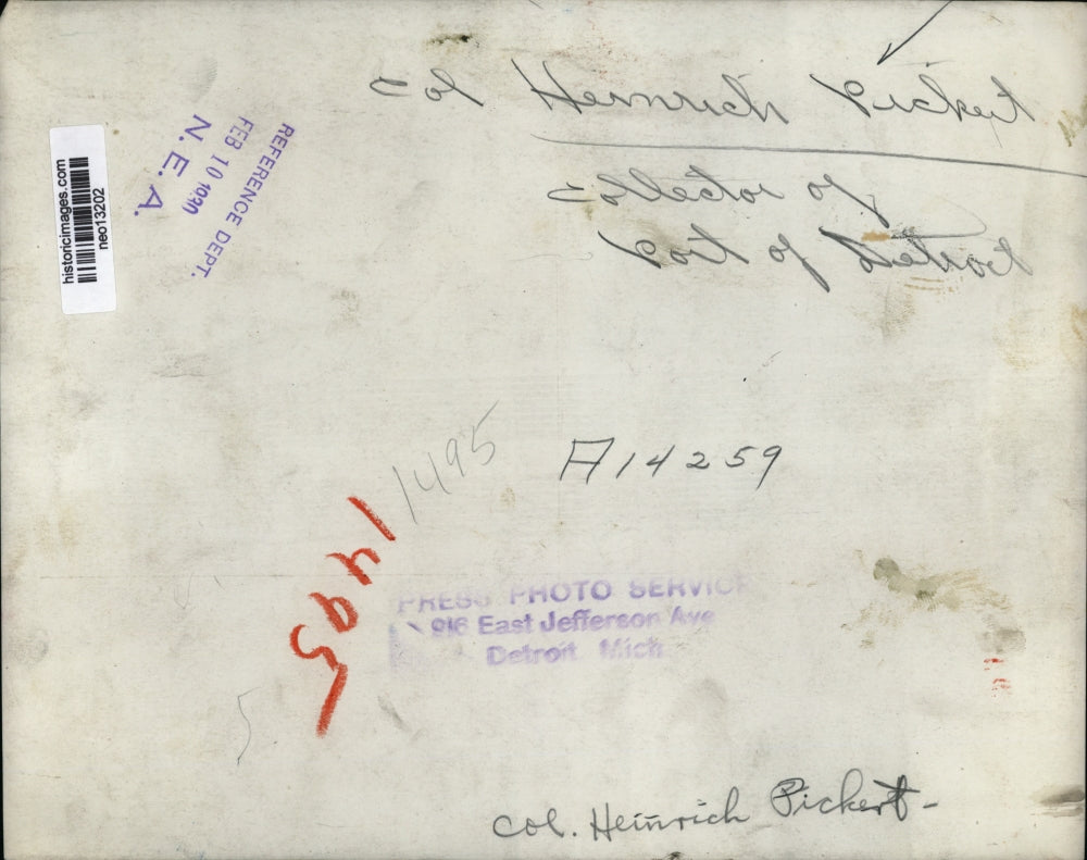 1930 Press Photo Col Henrich Picket Collector of Port of Detroit - neo13202