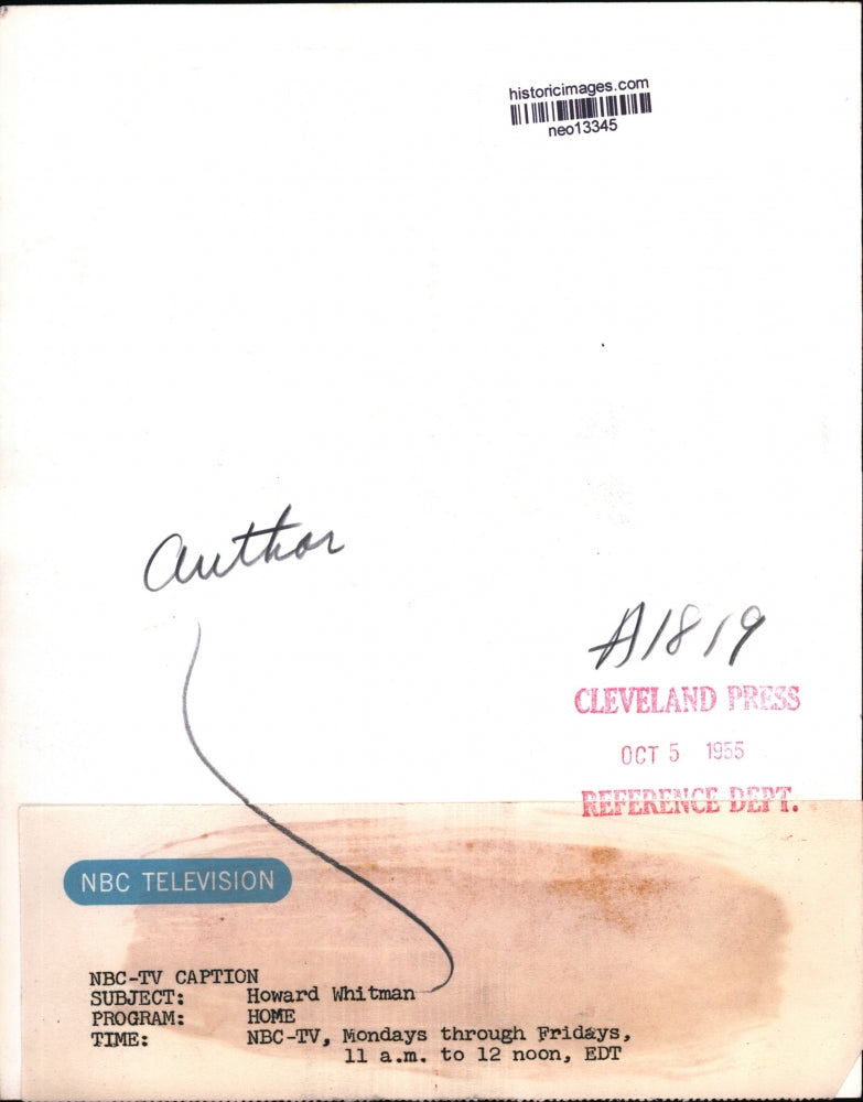 1955 Press Photo Author Howard Whitman on "Home" NBC-TV - neo13345