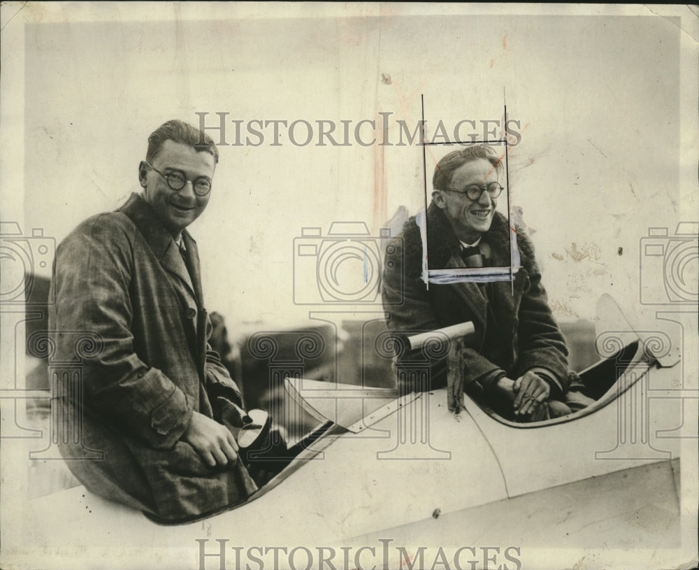 1930 Press Photo Wolfgang Hirth, Oscar Weller German Aviators in England