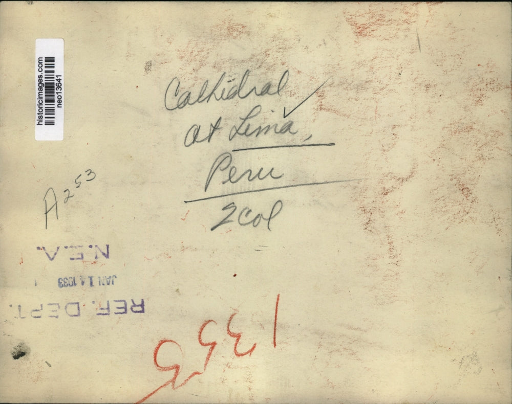 1933 Press Photo cathedral in Lima, Peru - neo13641