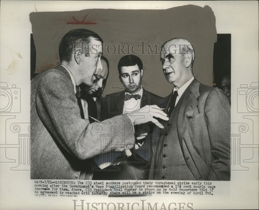 1952 Press Photo CIO Pres. Phil Murray talking with reporters about WSB