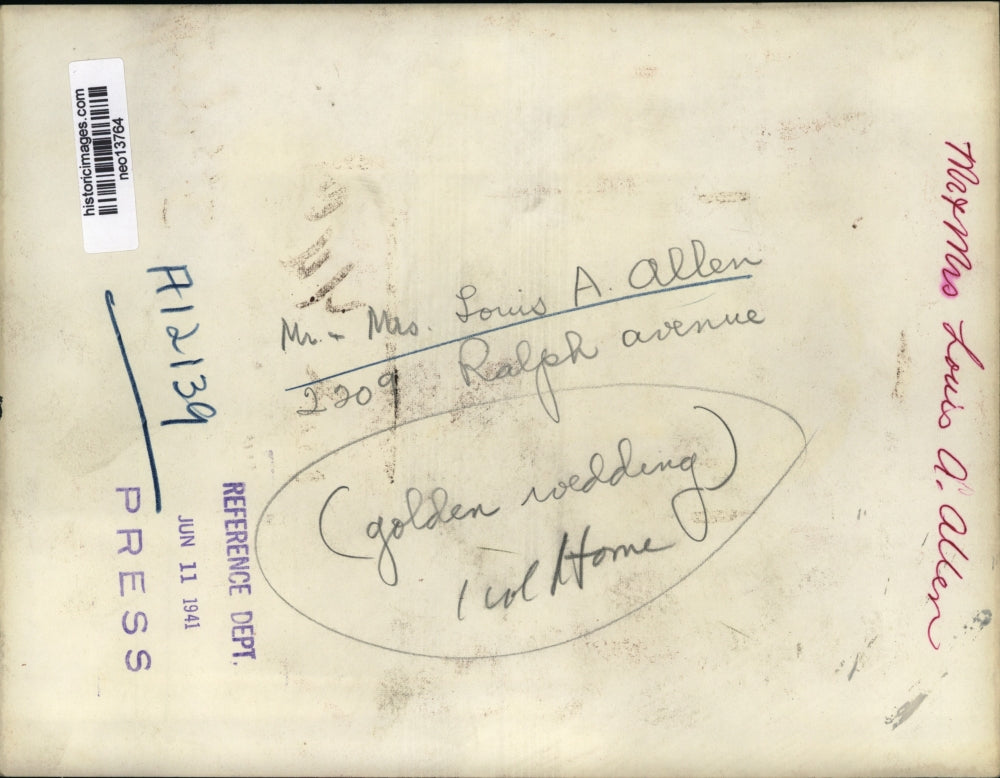 1941 Press Photo Mr & Mrs Louis A Allen golden anniversary in Cleveland