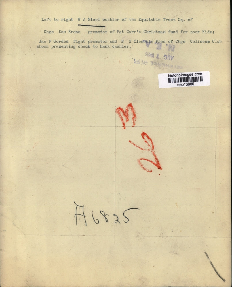 1925 Press Photo W A Nicol Equitable Trust Co Chicago Doc Krone Pat Carr Fund
