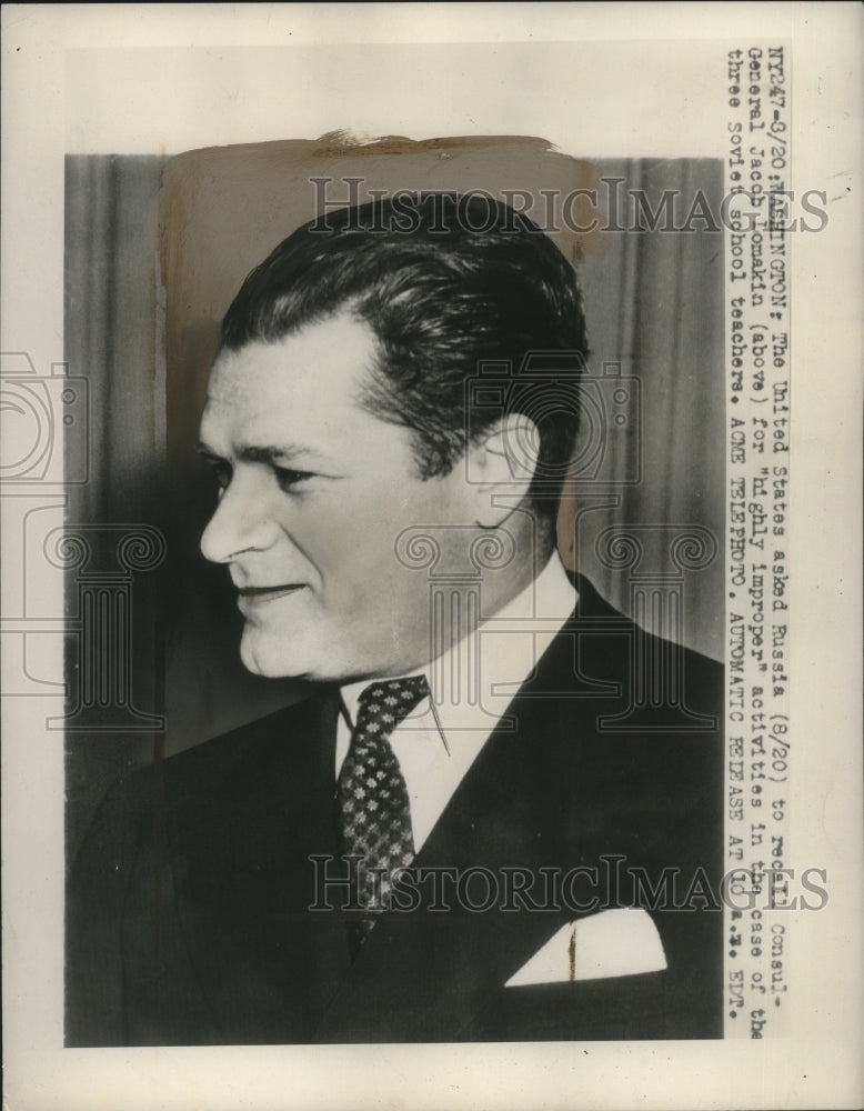 1948 Press Photo Consul-General Jacob Lomakin of Russia - neo14002