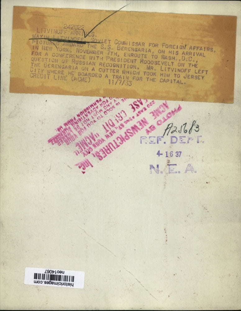 1933 Press Photo Maxim Livinoff Soviet Commissar for Foreign Affairs - neo14067