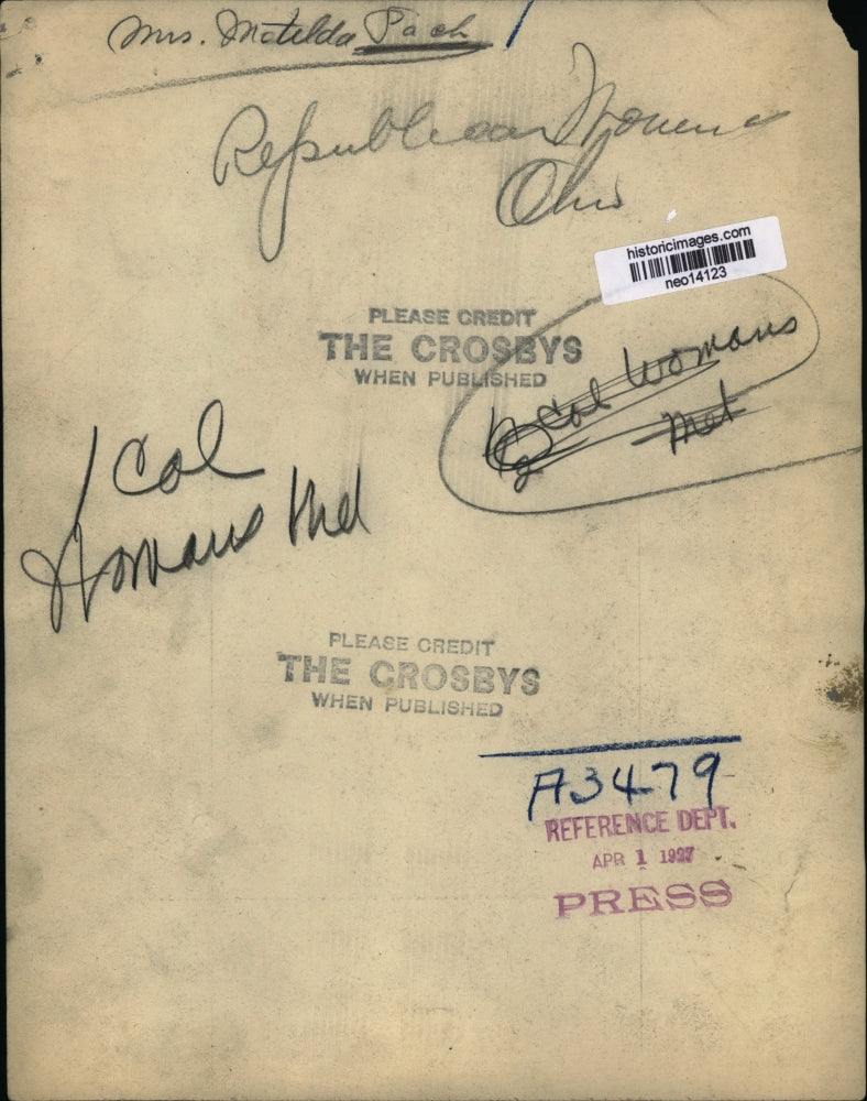 1927 Press Photo Matilda Poch Republican Nominee Ohio - neo14123