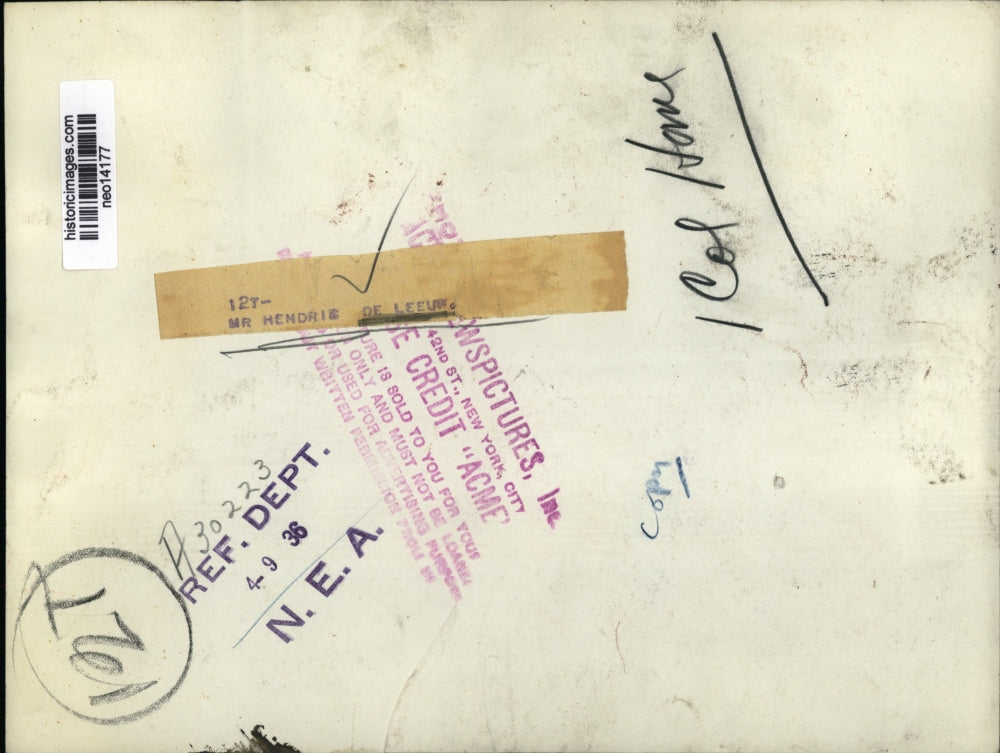 1936 Press Photo Mr. Hendrik De Leeuw - neo14177