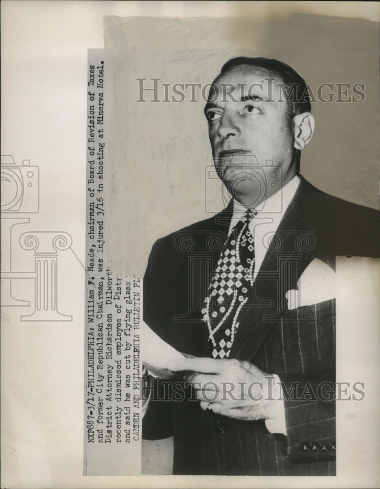 1952 Press Photo William F. Meade of Philadelphia, Shot at Minerva Hotel