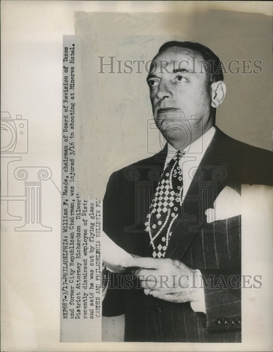1952 Press Photo William F. Meade of Philadelphia, Shot at Minerva Hotel