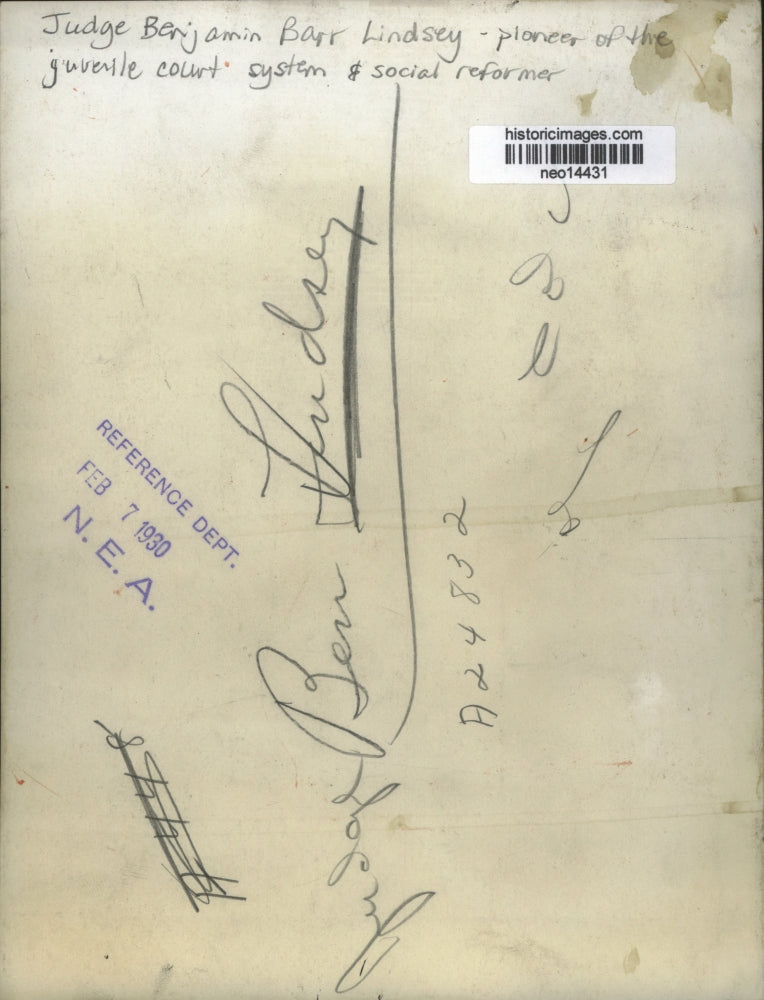 1930 Press Photo Judge Benjamin Barr Lindsey - neo14431