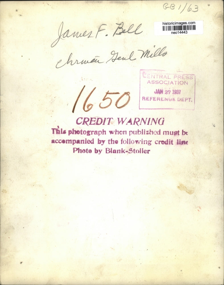 1937 Press Photo James F Bell Chairman of General Mills - neo14443