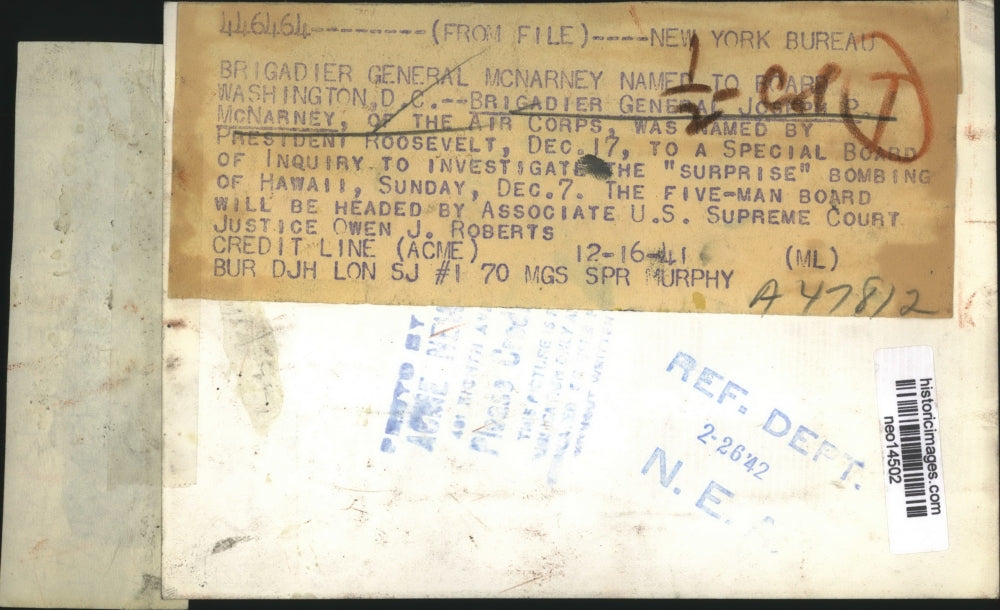1941 Press Photo Brigadier General joseph P. McNarvey of U.S. Air Corps