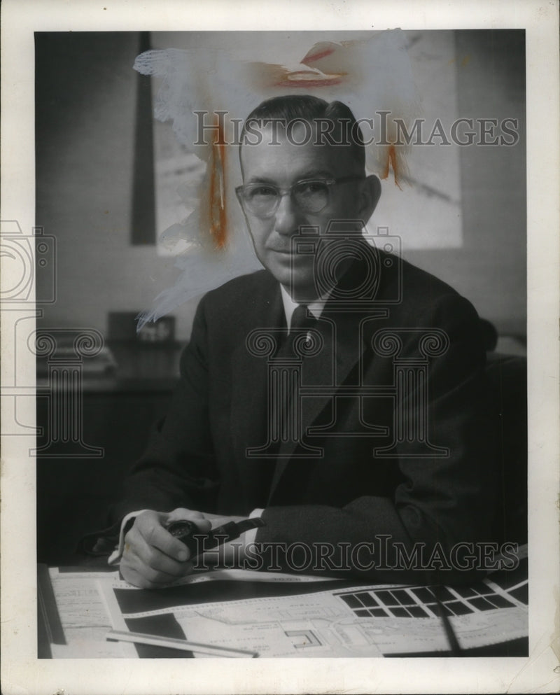 Load image into Gallery viewer, 1957 Press Photo R. Franklin Outcault planner of Cleveland Gateway development
