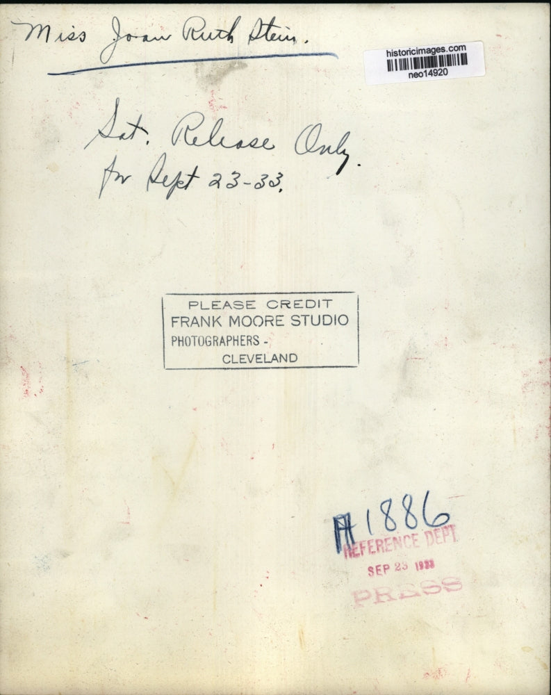 1932 Press Photo Miss Joan Ruth Stein of Cleveland Ohio - neo14920