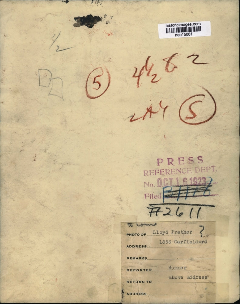 1923 Press Photo Lloyd Prather of Cleveland Ohio - neo15061