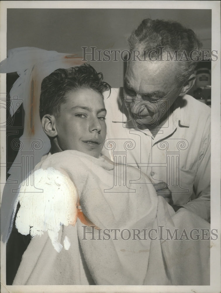 Load image into Gallery viewer, 1958 Press Photo Terry McQuine with Father Andrew - neo15196
