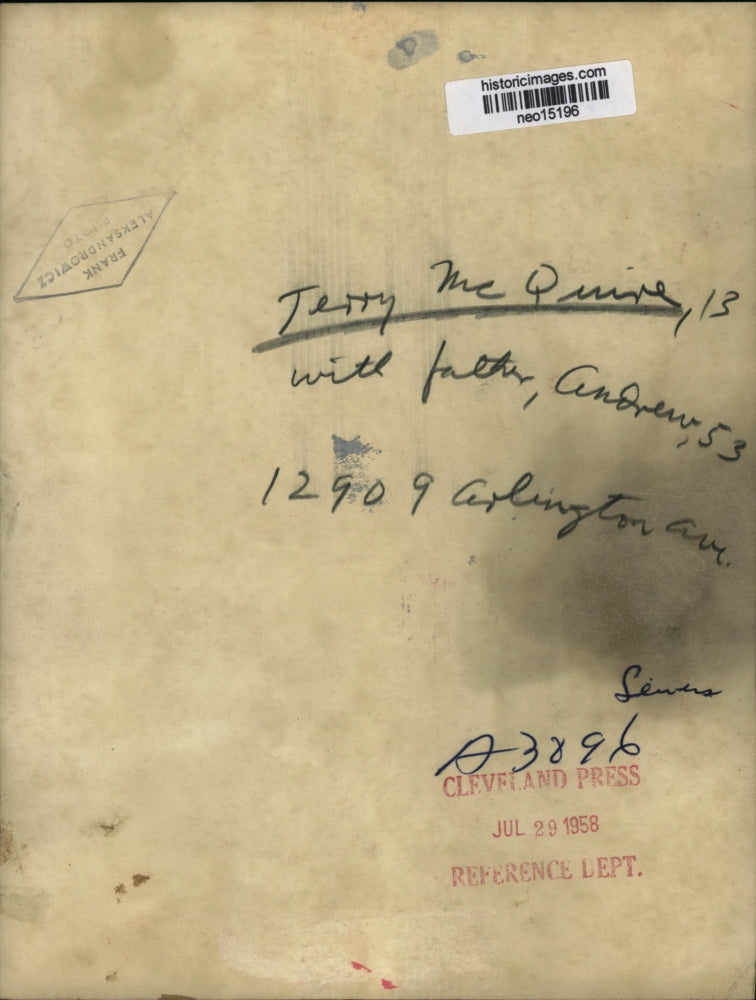 1958 Press Photo Terry McQuine with Father Andrew - neo15196