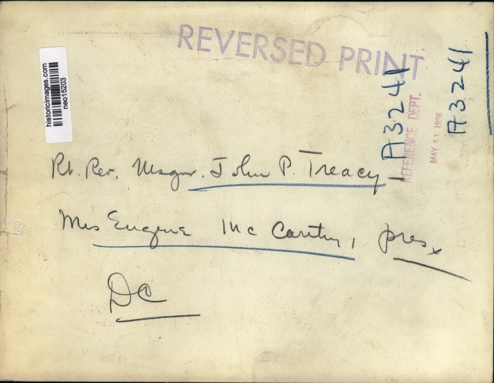 1936 Press Photo Rev. Msgr. John P. Tracey & Mrs. Eugene McCaritry - neo15203