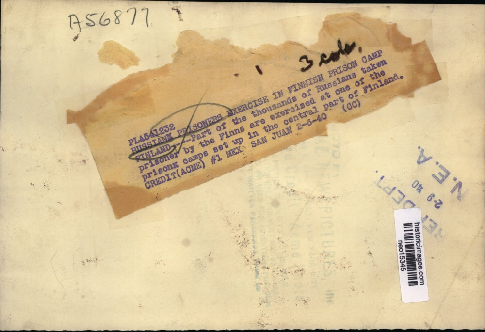 1940 Press Photo Russian Prisoners Exercise in Finnish Prison Camp - neo15345