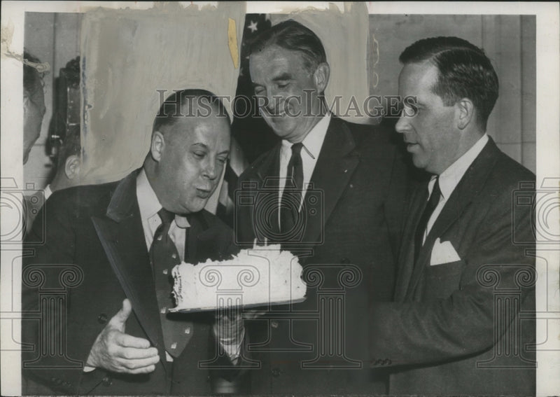 Load image into Gallery viewer, 1954 Press Photo Karl Mundt Celebrates 54th Birthday, McCarthy Army Hearing

