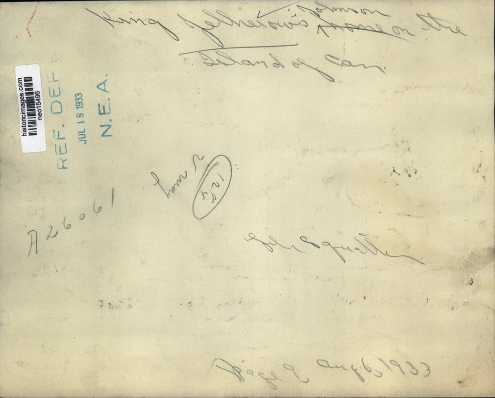 1933 Press Photo King Johnson Home on the Island of Can - neo15496