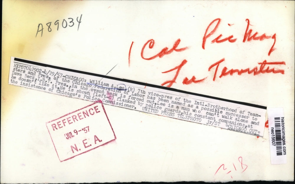 1957 Press Photo William A Lee of Teamsters Possible Successor to Dave BEck