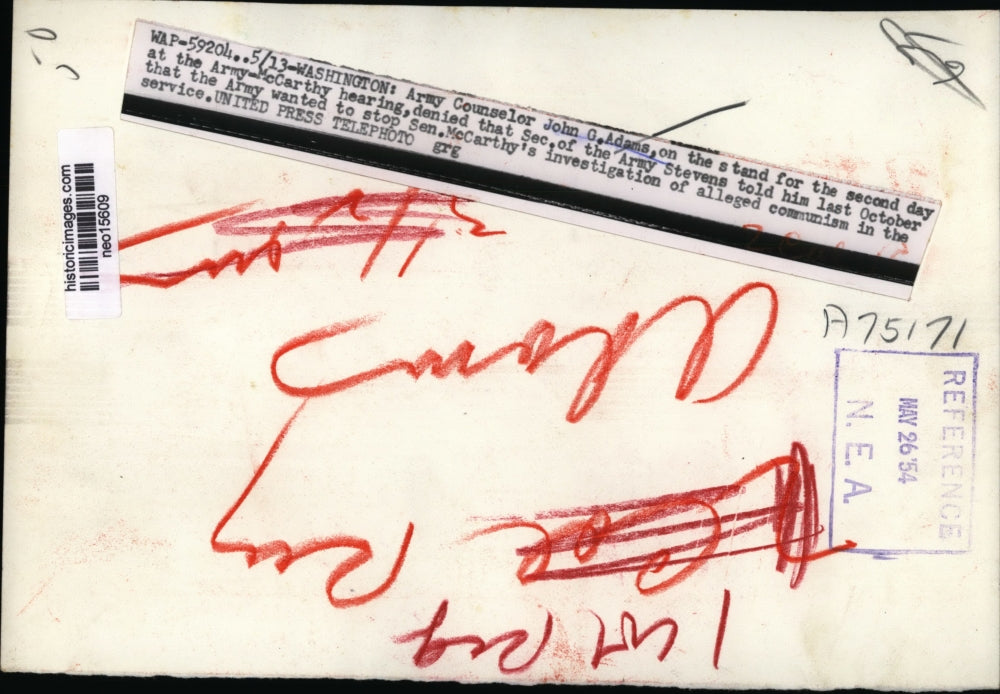 1954 Press Photo Army Counselor John Adams in Army-McCarthy Hearing - neo15609