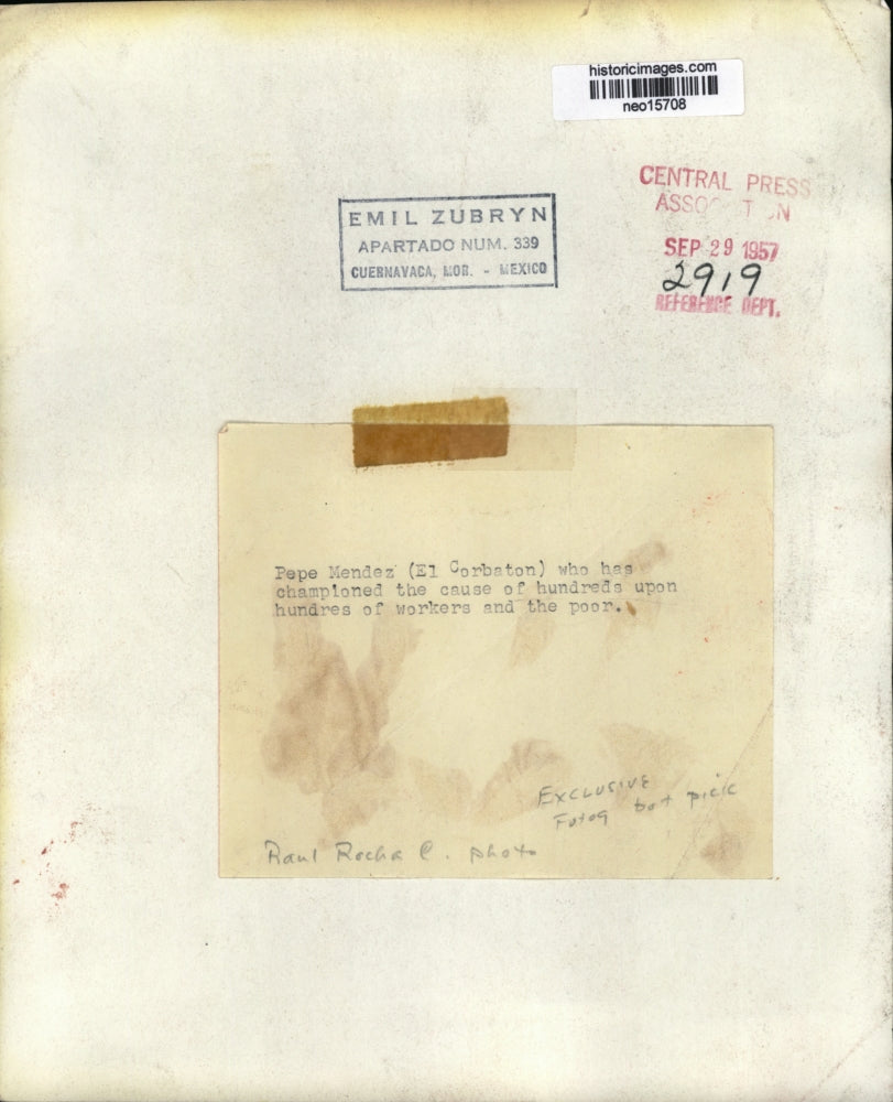 1957 Press Photo Pepe Mendez Advocate For Hundreds & Hundreds of Workers & Poor