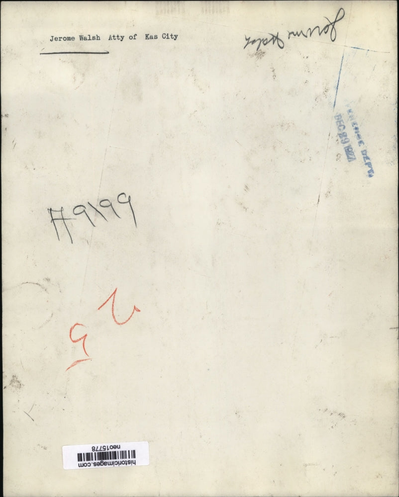 1927 Press Photo Jerome Walsh Atty of Kansas City - neo15778