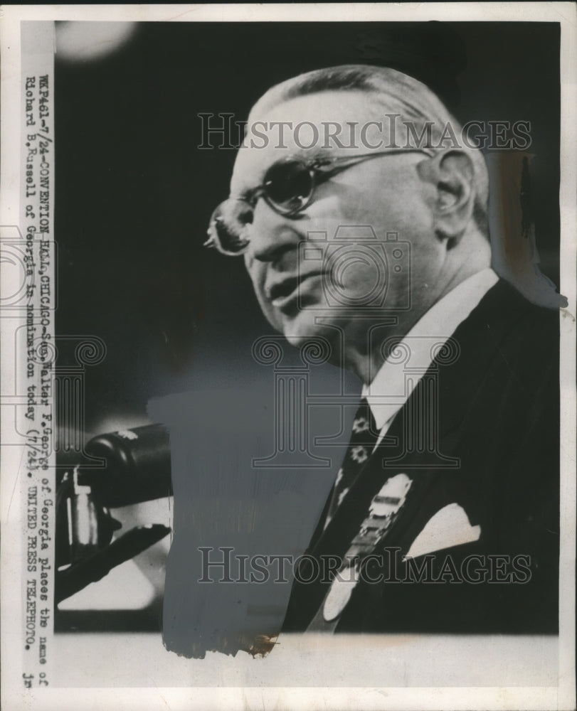 1952 Press Photo Senator Walter F. George Nominating Richard B. Russell