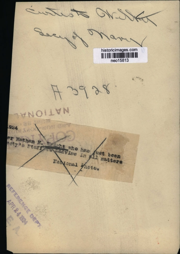 1924 Press Photo Curtis D. Wilbur, U.S. Navy Secretary - neo15813