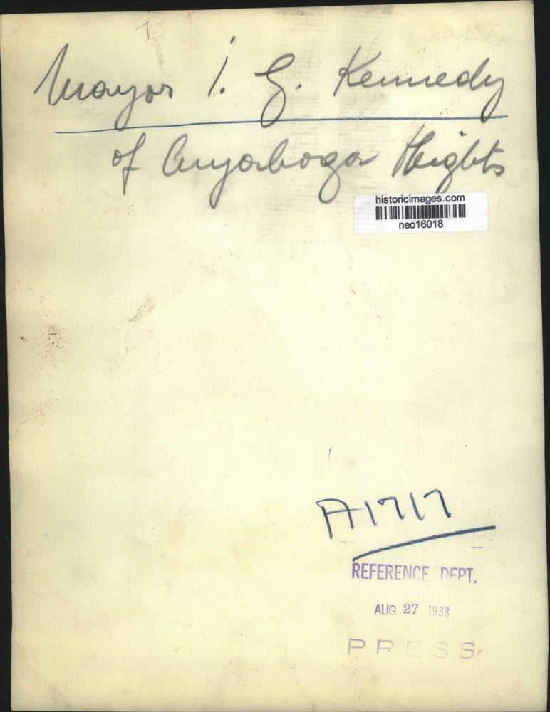 1928 Press Photo Mayor I.J. Kennedy of Cuyohoga Heights - neo16018