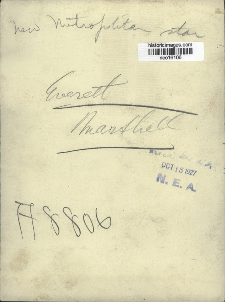 1927 Press Photo Singer Everett Marshall of Metropolitan Opera - neo16106