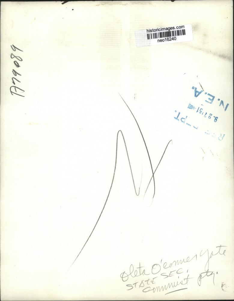 1951 Press Photo Oleta O'Conner Yate of Communist Party - neo16240