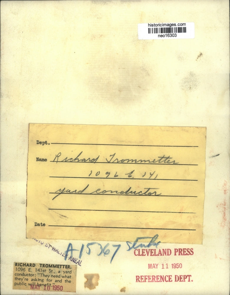 1950 Press Photo Richard Trommetter, Yard Conductor - neo16303