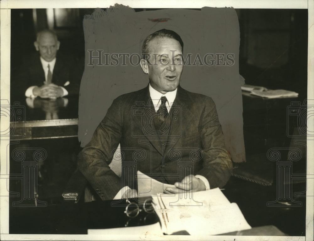 1935 Press Photo Rear Admiral Emery S Land at House Naval Affairs hearing