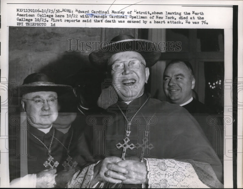 Load image into Gallery viewer, 1958 Press Photo Edward Cardinal Mooney Shown with Francis Cardinal Spellman
